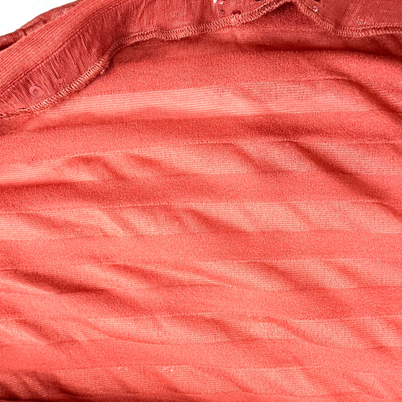 Slinky Brand Womens Top 1X Y2K Burnt Orange Sheer Mesh Sequins Ruffles Layers - Picture 4 of 7